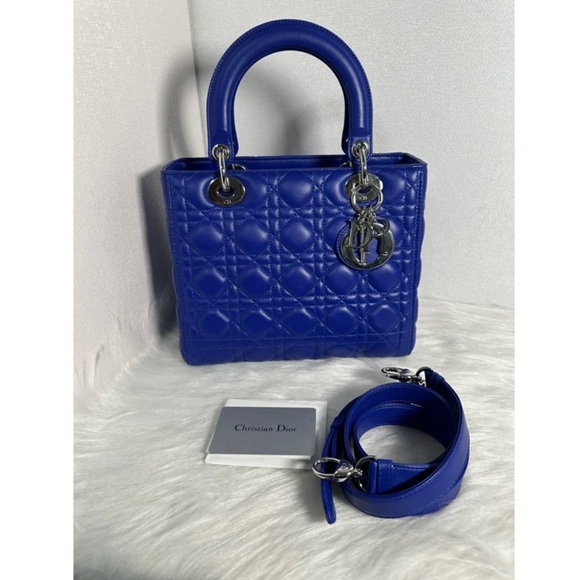 Ladydior blue medium used 2015 card dustbag no box - Picture 3 of 10